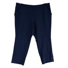 Belle by Kim Gravel Regular Ponte Ankle Pant Plus Sz 22W Navy Blue Ankle Snaps