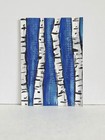 ACEO Original Art Card Aspen Tree Watercolor Ink Painting Blue White — photo 2