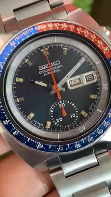 Rare Seiko Pogue Chronograph Automatic 6139-6002 Black Dial Pepsi