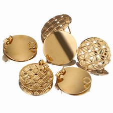 10pcs Stainless Steel Gold-Plated Earring Findings - 0.79 in Post Loop for DIY