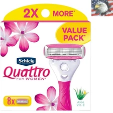Schick Quattro Ladies Razors - 8 Count for Long-Lasting Shaving Comfort