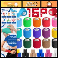 16 Pack Self Adhesive Bandage Wrap - 2" x 5 Yards Elastic Cohesive Tape, Vet  A