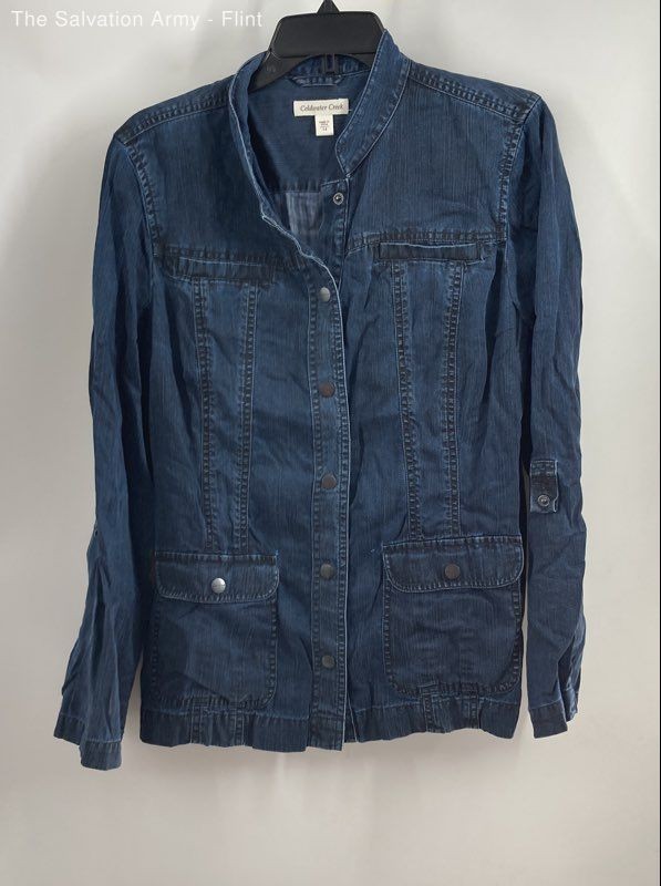 Coldwater Creek Womens Blue Denim Pockets Long Sleeve Jacket Size 14