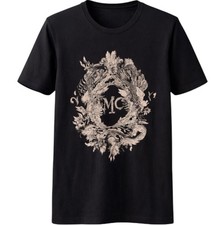 MCQ BY ALEXANDER MQUEEN BLACK BAROQUE WHITE ART RARE WOMAN T-SHIRT BLOUSE SZ M