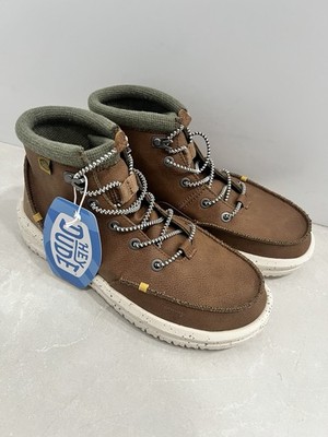 Hey Dude Bradley Boot Youth Size 6 Walnut Brown Lace Up Casual Boots New No Box 