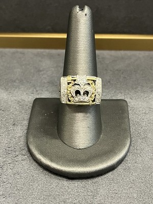14k zweifarbiger Krone Durchmesser Ring Größe 8,75 kleiner Kratzer am Band
