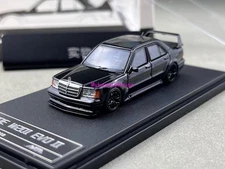 HKM 1:64 Black 190E W201 2.5-16 Evo II Sedan Sport Model Diecast Metal Car 