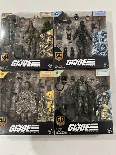 G.I. JOE CLASSIFIED 60th ANNIVERSARY ACTION SOLDIER SAILOR MARINE PILOT SET OF 4
