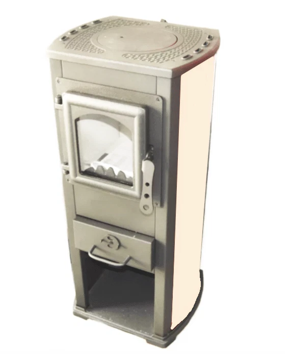 STUFA A LEGNA GHISA VETRO 7 KW CAMINO CON PORTALEGNA cm 39x48x89 BEIGE LUXB 132 - Immagine 2 di 2