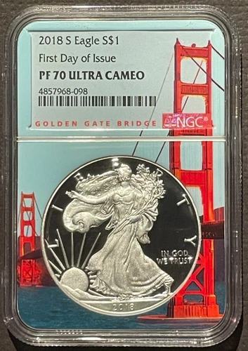 2018-S $1 SILVER AMERICAN EAGLE NGC PF70 First Day of Issue FDOI : 07496