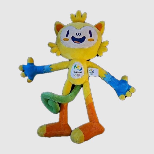 Rio 2016 Olympic Games Mascot Vinicius Plush Stuffed Animal Yellow Monkey RARE