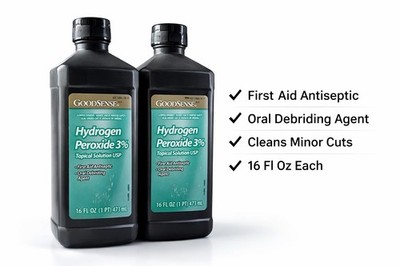 2 Pack GoodSense Hydrogen Peroxide 3% 16oz First Aid Antiseptic