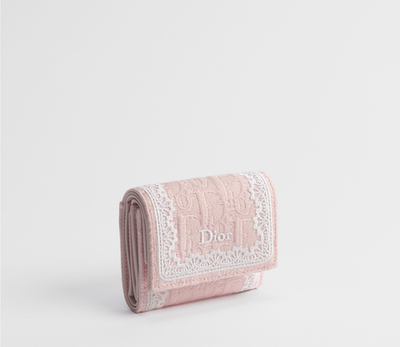 Dior Oblique Lotus Trifold Wallet Oblique Jacquard Lace Pink Japan