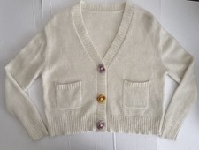 Sylphide Womens Cardigan LG Angola Hair Button Flower Easter Spring Soft Pockets