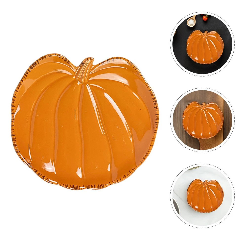Thanksgiving Ceramic Pumpkin Plates Dishes Platter Appetizer Serving