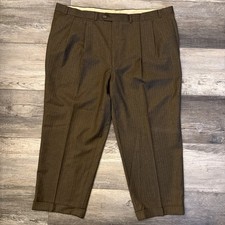 Lauren Ralph Lauren 44x27 Brown Wool Pleated Cuffed Dress Mens Pants Hemmed