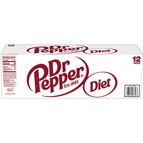 Diet Dr Pepper Soda, 12 fl oz cans, pack of 12