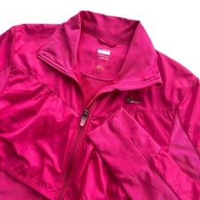 Nike FIT DRY Women's Lg Pink Running Jacket Lightweight Full Zip Athletic Vented