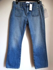 NWT $248 Current Elliott Cropped Boot Patch Pocket Denim Jeans Size 26 CUTE!