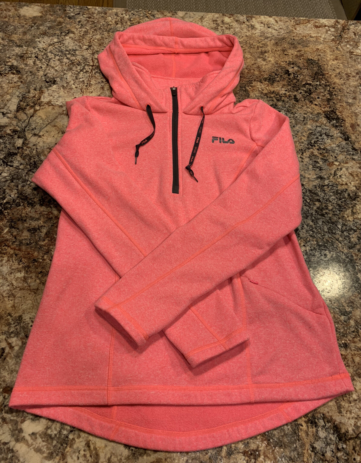 Felpa donna Fila con cappuccio taglia M rosa 1 4 zip tasca Activewear