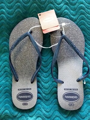Womens Havaianas Navy Blue Glitter Sandals Size NEW w/tags SUPER