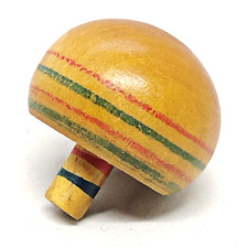 Japanese Wooden Classic Spinning Top Mushroom Shape Hand Craft Painted Hobby T3