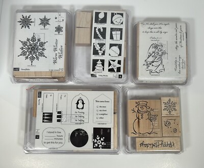 Retired Stampin’ Up Wood Mounted Rubber Stamps Christmas Collection Lot ...