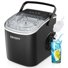 EUHOMY Countertop Ice Maker Machine with Handle 26.4lbs Per Day 9 Ice Cubes