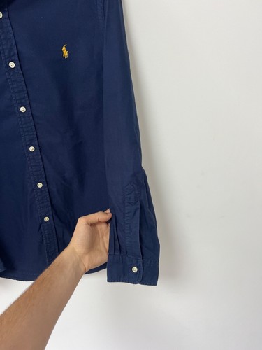 Vintage Polo Ralph Laurent Langarm Hemd mit Knöpfen Blau 100% Baumwolle Selten Größe M - Bild 15 von 22