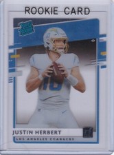 JUSTIN HERBERT ROOKIE CARD Chargers Football 2020 DONRUSS CLEARLY RATED $$ RC!