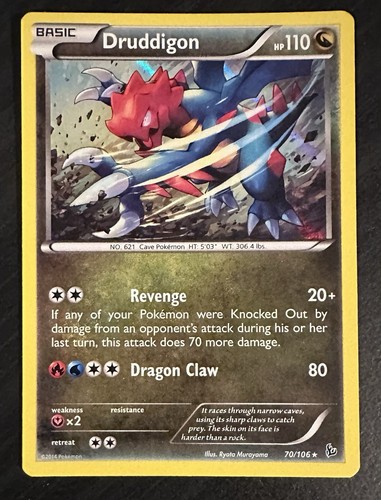 Pokemon TCG - DRUDDIGON -  FlashFire 70/106 Rare Holo - LP