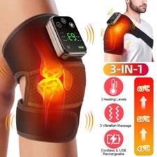 Electric Heated Vibration Knee Joint Brace Therapy Shoulder Massager Pain Relief