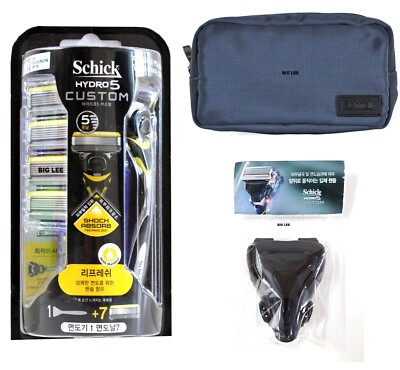 Schick Hydro 5 Custom Refresh 1 Rasierer Grifftasche + 7 Patronen Reisehülle