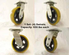 6" x 1-1/2" Swivel Caster Prec Sealed Bearing Premium Urethane Wheel Tool Box(4)