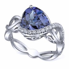 4.00 Ct Heart Shape Blue Sapphire Infinity Engagement Ring Sterling Silver