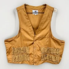 Vintage Black Sheep Brand Hunting Shooting Vest Brown Duck Cloth Large