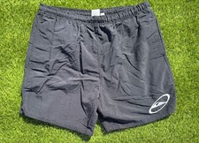Vintage 90s Quiksilver Black Embroidered Logo Beach Board Shorts Swim Trunks