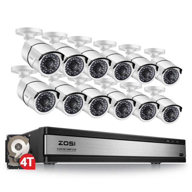 ZOSI 16CH H.265+ 5MP Lite DVR 1080P Home Security Camera System 4TB Waterproof