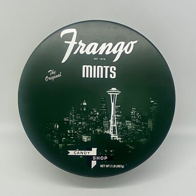 Frango Mint Chocolate Empty Tin Green Seattle Cityscape Space
