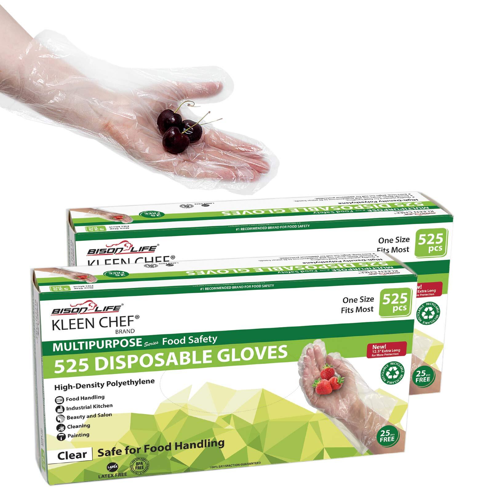Disposable Food Handling Long Cuff Poly Gloves | Size Fits Most, 525 per Box ...