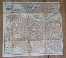 1900 ANTIQUE CITY MAP OF DRESDEN / SAXONY SACHSEN / GERMANY