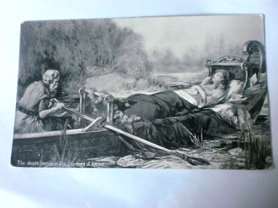 Lily Maid of Astolat Death Journey King Arthur Hall Tintagel Art Artist Postcard