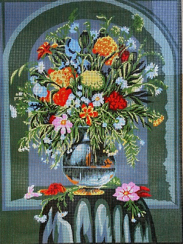 Needlepoint Painted Canvas Gobelin 10442 -Flowers 16"x20" by Collection D'Art