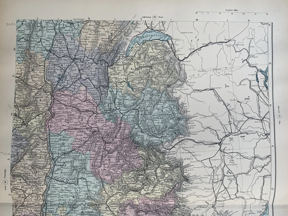 1891 South Of France Hand Coloured Original Antique Map by G.W. Bacon - Image 2 of 3