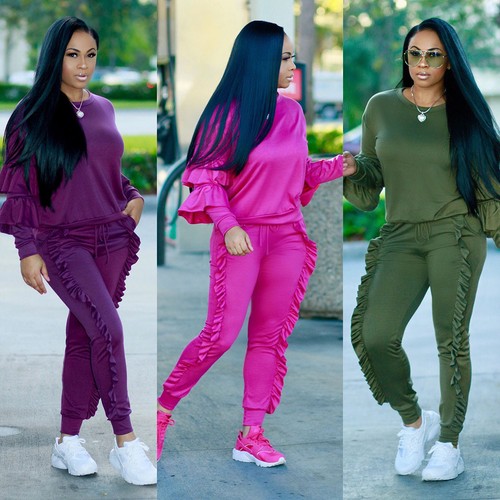 2 piece ruffle sweatsuit