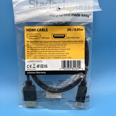 StarTech 3ft Slim High Speed HDMI Cable with Ethernet HDMI to HDMI Mini M/M