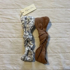 Rylee Cru Knotted Headband Lot 2 Blue Floral Clay Brown