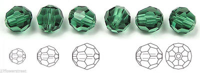 Preciosa Genuine Czech Round MC Faceted Crystals, Turmaline Beads, 6mm, 8mm