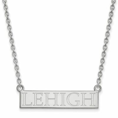 Sterling Silver Lehigh  Large Bar Pendant 18 inch Necklace