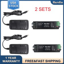 2X 12V 3A US Power Adapter Stereo Receiver Bluetooth Amplifier Box For Speakers